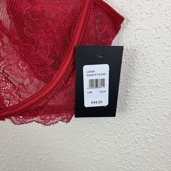 NWT Frederick's of Hollywood Lover Red Bra & Crotchless Panty Set Size 1X/2X - Picture 6 of 8